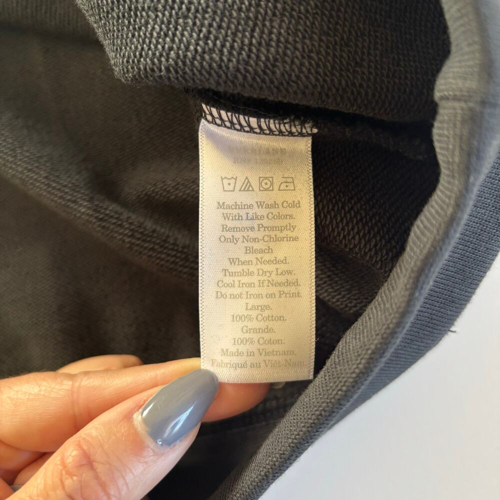 EVERLANE 100% Human French Terry Sweatshirt Black & White Women's Large Cotton - Picture 5 of 6